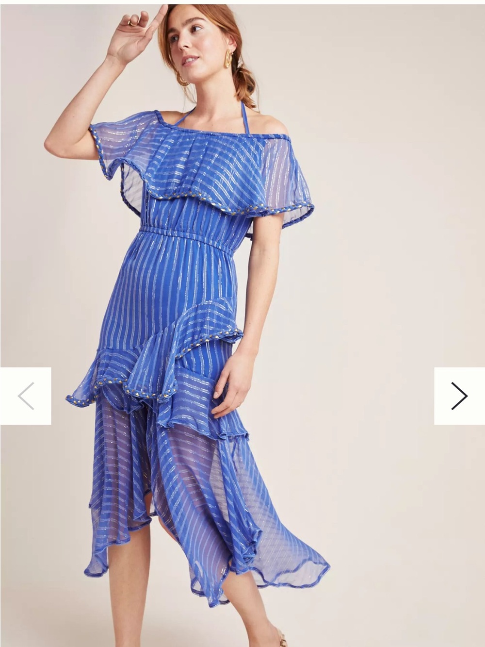 MISA Ambrosia Ruffled Midi Dress